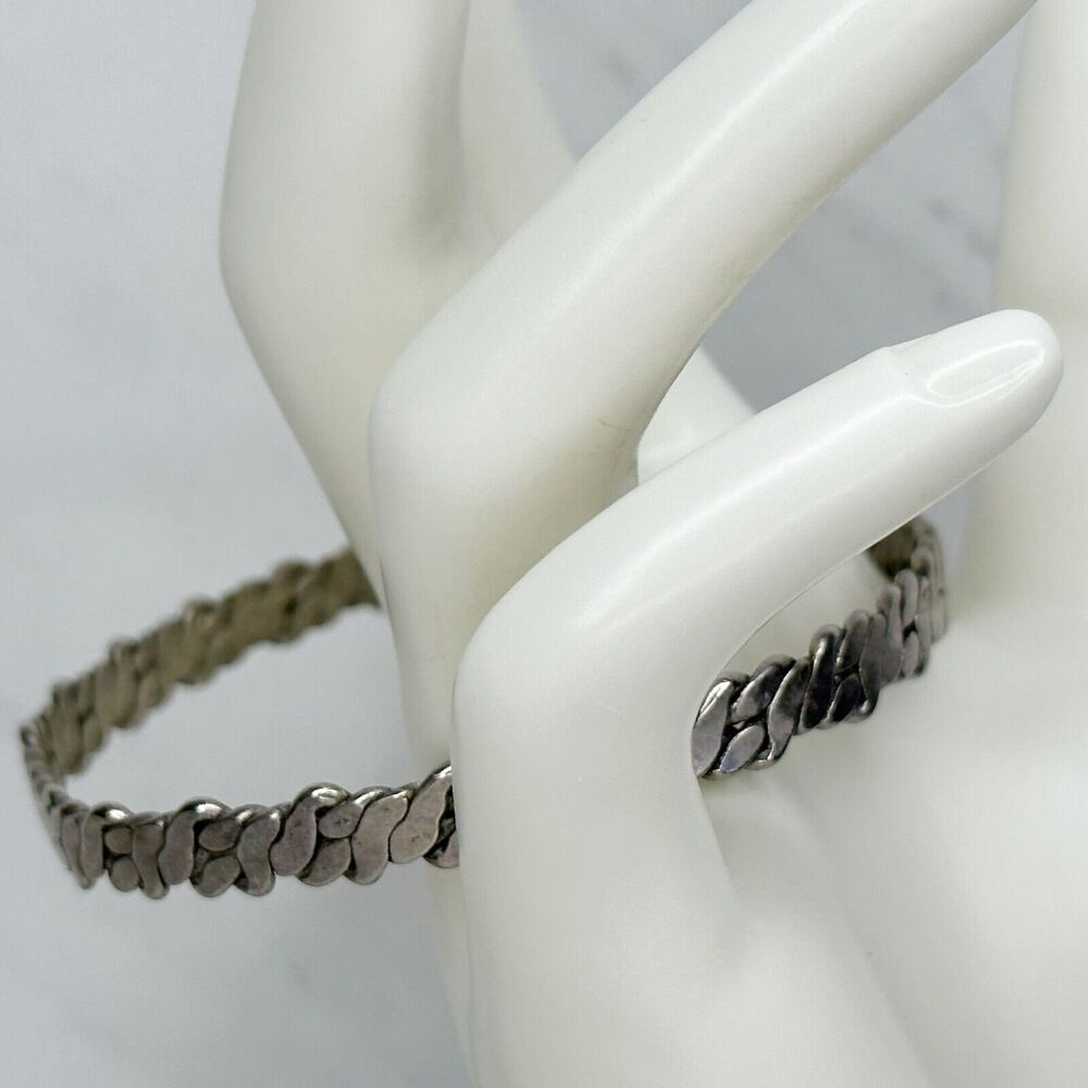 Vintage Aton Signed Silver Braided Bangle Designe… - image 7